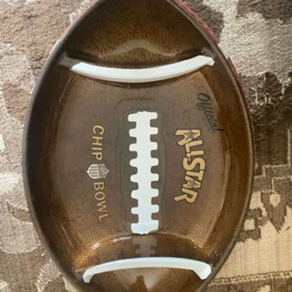 Allstar Football Chip 'N' Dip Bowl Tray 3-Compartment Sports Theme - Picture 3 of 4